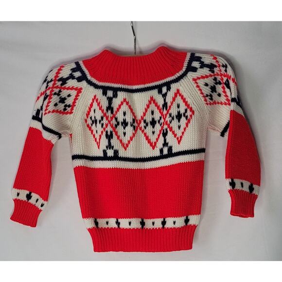 Vintage JC Penney-Boy's/Girl's Fair Isle Red Sweater- Size Small - Picture 3 of 4